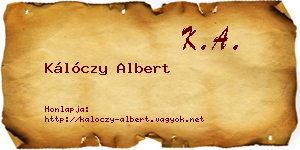 Kálóczy Albert névjegykártya