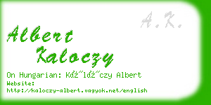 albert kaloczy business card